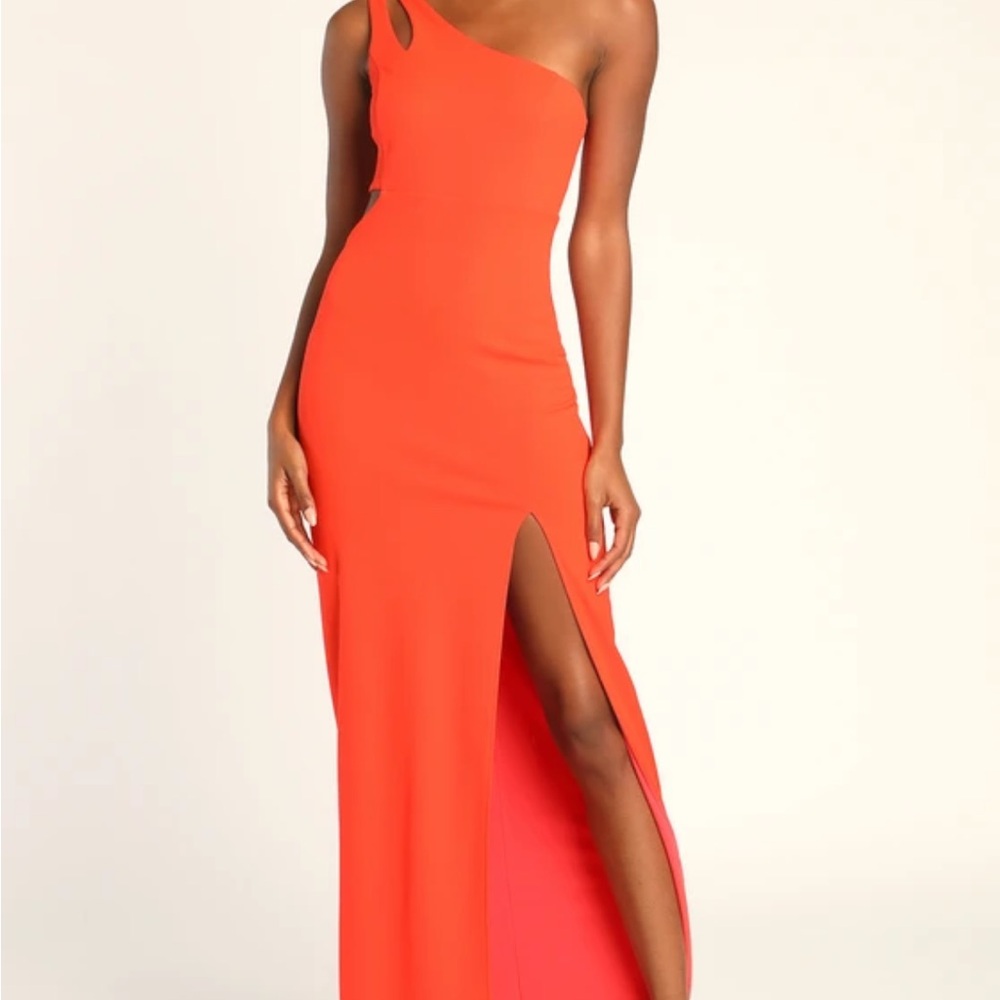 Lulus One-Shoulder Orange Dress